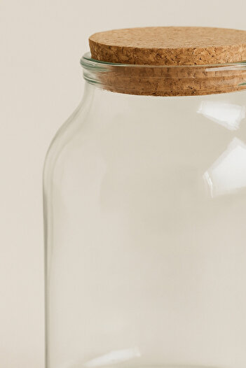 Beige & Stone Glass Powder Detergent Jar