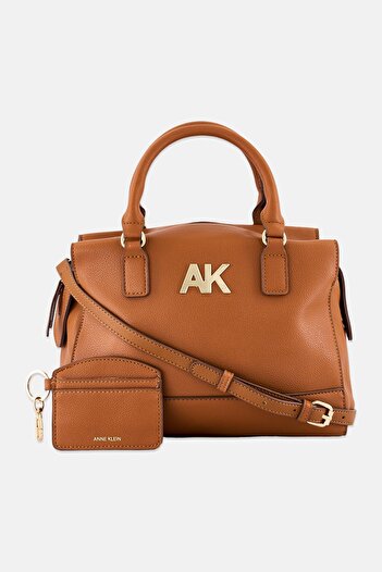 Anne Klein Women Brand Logo Satchel Bag, Brown