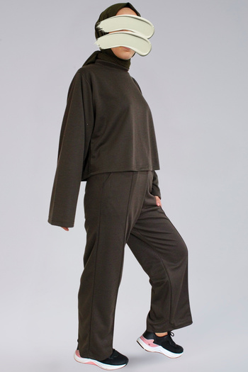 BNZ TEKSTİL Seasonal Crop Pants Set - Crop & Straight Leg Pants Seasonal Fabric Women's Set