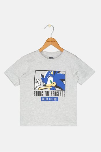 Sonic Toddlers Boy Graphic Print Short Sleeve T-Shirt, Grey