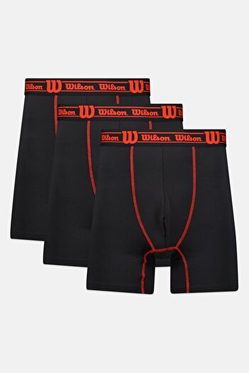 Wilson Men 3 Pieces Brand Logo Boxer Briefs, Black