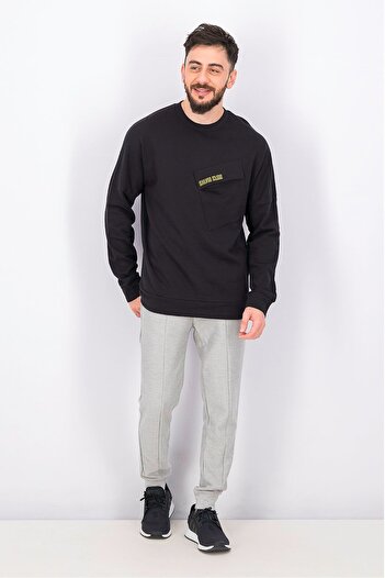 Calvin Klein Men Crew Neckline Graphic Print Long Sleeve Sweater, Black