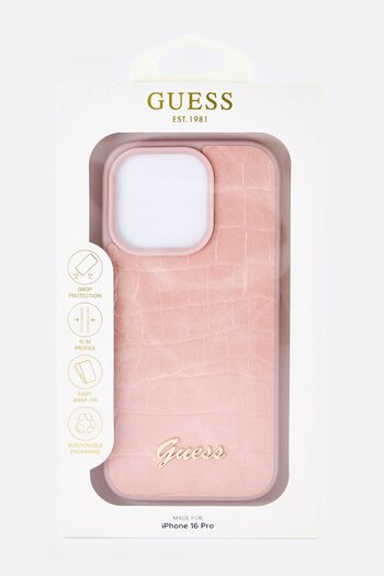 Guess iPhone 16 Pro Metal Logo Protective Case, Pink