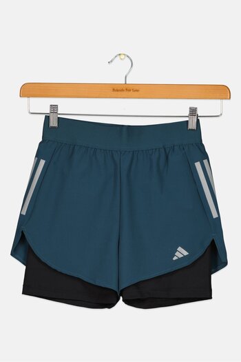 adidas Kids Girl Brand Logo 2 In 1 Training Shorts, Teal Green