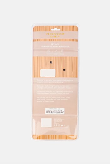 Phantom Chef 3 Pieces Stainless Steel Knife Set, Tan