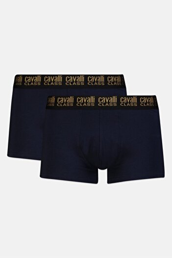 Cavalli Class Men 2 Pieces Brand Logo Boxer Brief, Navy