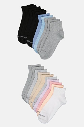 U.S. Polo Assn. Women 20 Pairs Brand Logo Ankle Socks, Multicolor