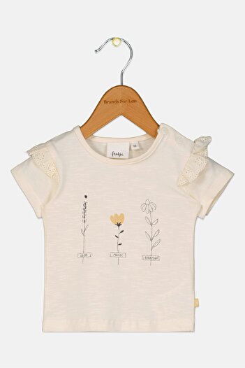 Feetje Toddlers Girl Graphic Print Short Sleeve Top, Off White