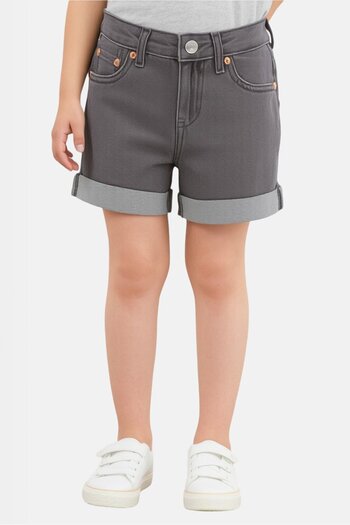 Levi's Kids Girl Washed Girlfriend Denim Shorts, Grey