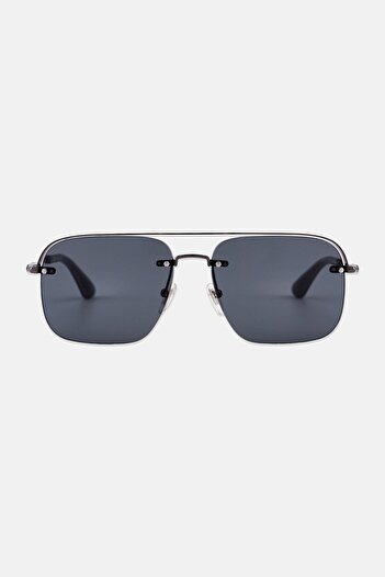 Police Men SPLF72 Square Sunglasses, Silver