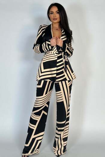 WildFashion Elegant 2-piece suit, jacket and pants with abstract print H761-100