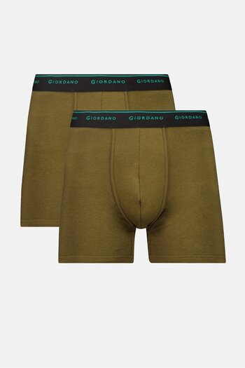 Giordano Men 2 Pieces Brand Logo Trunks, Olive