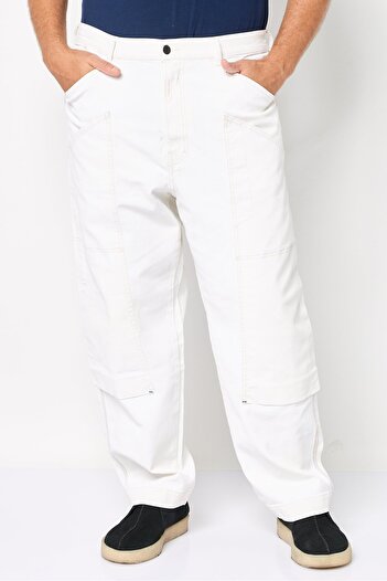 Diesel Men D-Franky Carpenter Straight Fit Plain Denim Jeans, White