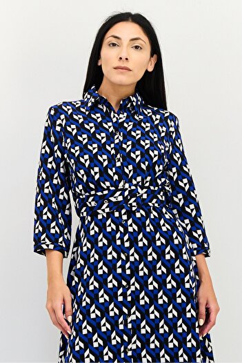 ORSAY Women Allover Print Belted Midi Dress, Multicolor