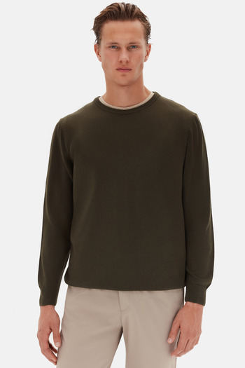 D'S Damat Ds Damat Regular Fit Khaki Plain Knit Sweater