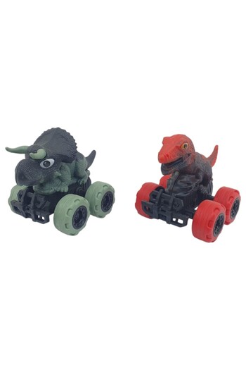 Birlik Oyuncak Friction Powered Dinosaur Cars 2-Pack - 12 cm - Triceratops & Trex