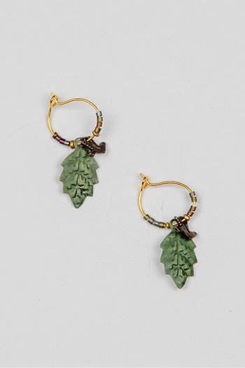Lila Rosa Leaf Figured Authentic Copper Earrings