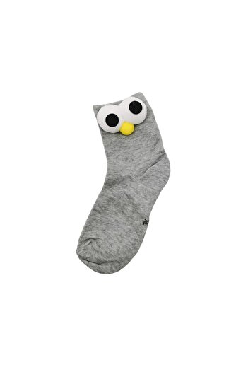 Doty FunnyEyes Kids Socks, Cotton, Creative Design, Size 30-35, Grey