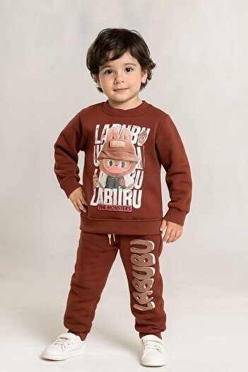 TURKUAZ KIDS High Quality 3 Thread Winter Chardun 100% Cotton Boys Children's Tracksuit Set Kids Pajamas Set