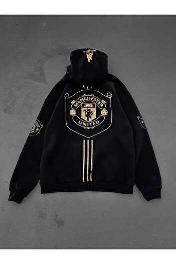 bergibo Manchester U Black Zip-Up Cardigan - Oversize Sharpened Quality Cardigan
