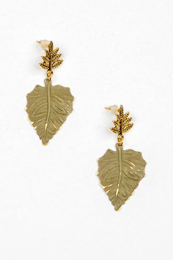 Lila Rosa Leaf Figured Authentic Copper Earrings