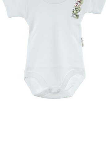Oppland Baby Bodysuit Badi Short Sleeve 100% Cotton Fabric Plain Snap Fasteners Newborn