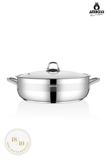 Amboss Saphire Stainless Steel 34 cm Flat Pot with Glass Lid