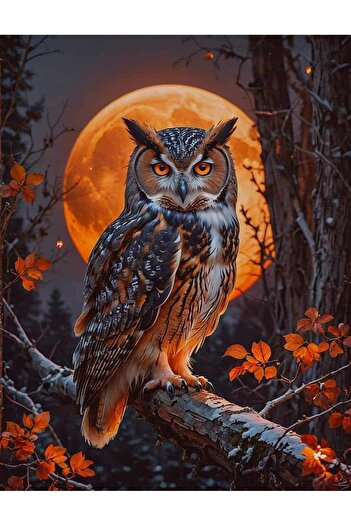 Dialands Mozaik Ay Light and Owl 40X52Cm T0046 Dialands Diamond Mosaic Painting