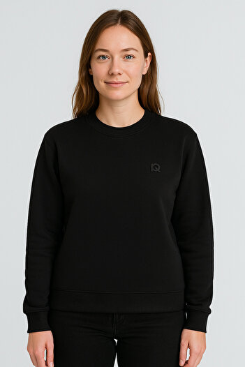BEGBOR LİNGERİE Women's Black Oversize Basic Sweatshirt – Cotton Casual Sportswear