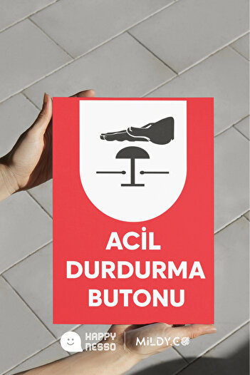 Happynesso Sign from the Warning Sign Series,'Emergency Stop Button' - 35X25 cm 3 mm Forex Foil Printing