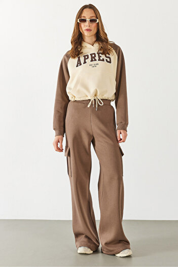 VENA Women's Cargo Pocket Straight Leg Jogging Trousers - Mink