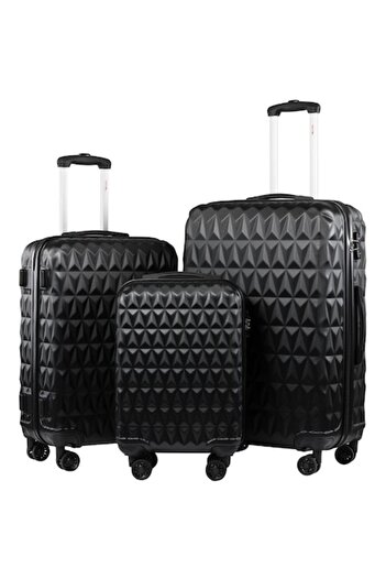 JRH Set of 3 cabin trolleys, JRH, 20/24/28inch, lock, 4 360 degree wheels, telescopic handle, black