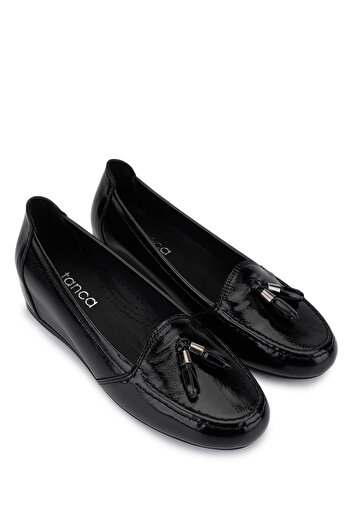 Tamer Tanca Women's Genuine Leather Black Patent Leather Comfort Shoes
