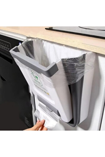 URZ GRUP Foldable Kitchen Trash Can with Bag Chamber
