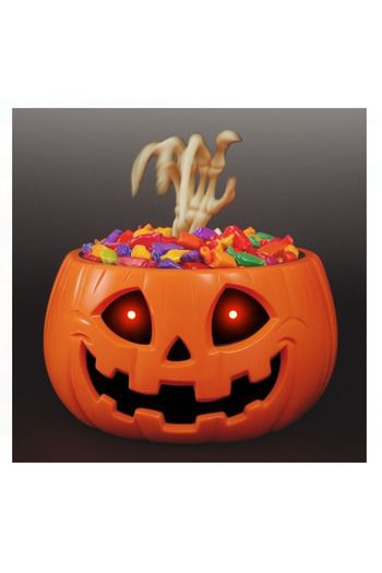 Lumi LUXURY Bowl-type pumpkin with moving hand ideal for candy, orange, sounds, light and movement