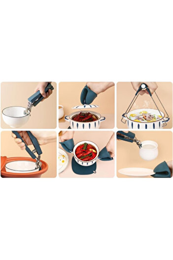 URZ GRUP 4 Piece Anti-Scald Kitchen Set - Pot Pan Holder and Oven Mitts