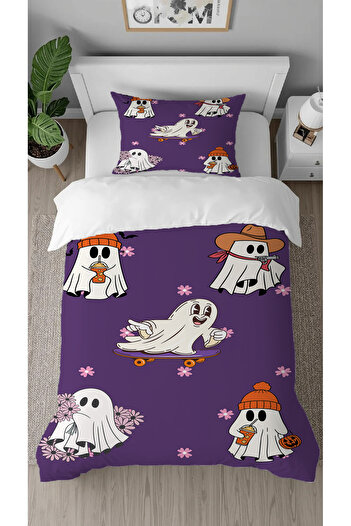 GREENDECOR Cute Casper Patterned Digital Printed Special Design Single Children's Duvet Cover Set Without Sheets