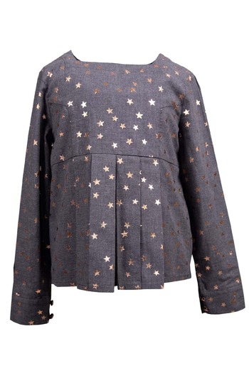 Ozmoz By Mukadder Özden 100% Cotton Gilding Printed Anthracite Winter Girl's Blouse