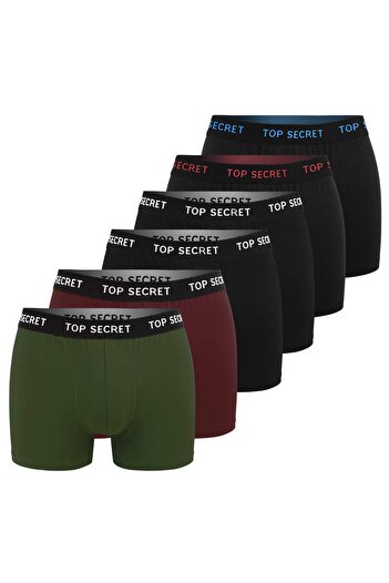 Top Secret Men's Cotton Boxers, Logo, Multicolor, set of 6 pieces.