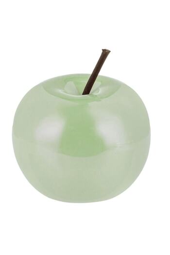 SHOPIENS Ceramic Table Decor, Apple Model, Green Color, Glossy Texture, Diameter 8.5x7cm