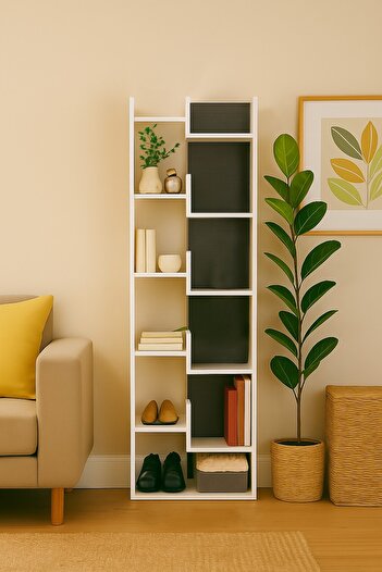UnicSpot Haby living room shelf, white, 61x22x162 cm
