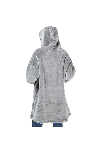 DEEBCO Huggle Hoodie Blanket with Sleeves and Hoodie, Polyester, Gray, Universal Size