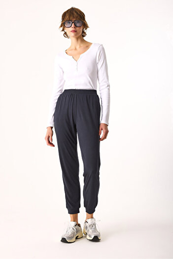 VENA Mia Soft Textured Semi-Slim Fit Sweatpants with Elasticated Legs (Cupro)-Anthracite