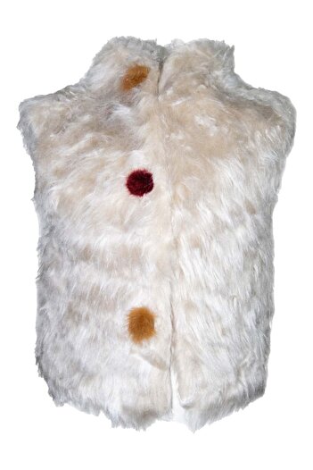 Ozmoz By Mukadder Özden Winter Girl's Vest with Faux Fur Pompom