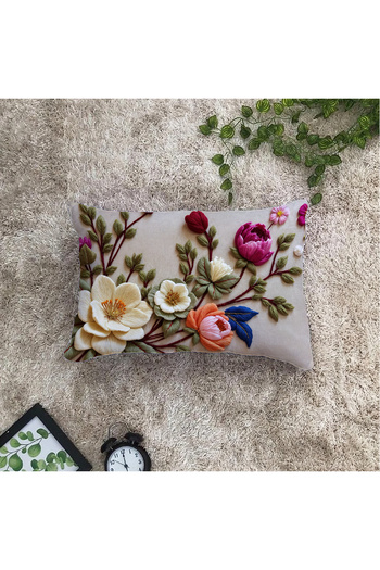 Filamente Double Sided Digital Printing Throw Pillow Cover Embroidery Look Floral Pattern