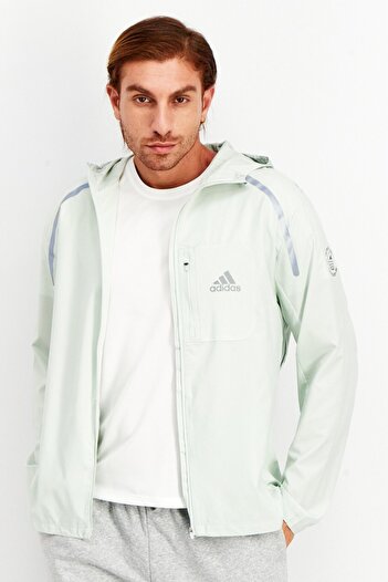 adidas Men Sportswear Fit Long Sleeves Marathon Jacket, Light Green