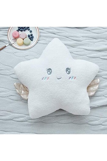 Malvys Malvys® Plush Pillow – White Star “Stella” 45x40 cm, Soft and Fluffy Toy