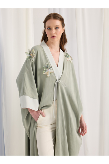 Store Wf Mint Caftan with Floral Details
