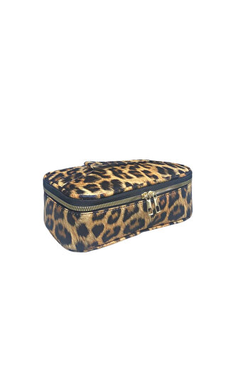 Maykis Leopard Printed Box Travel and Makeup Bag