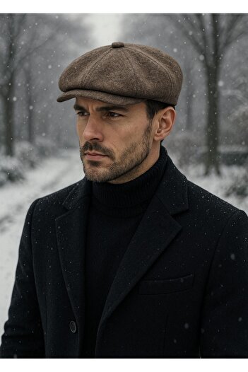 ALASEREN Men's British 8-Piece Wool Hat – Classic and Stylish Newsboy Model